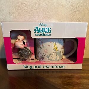 🌀💐 Disney Alice in Wonderland Mug and Cheshire Cat Tea Infuser Set 🌀💐